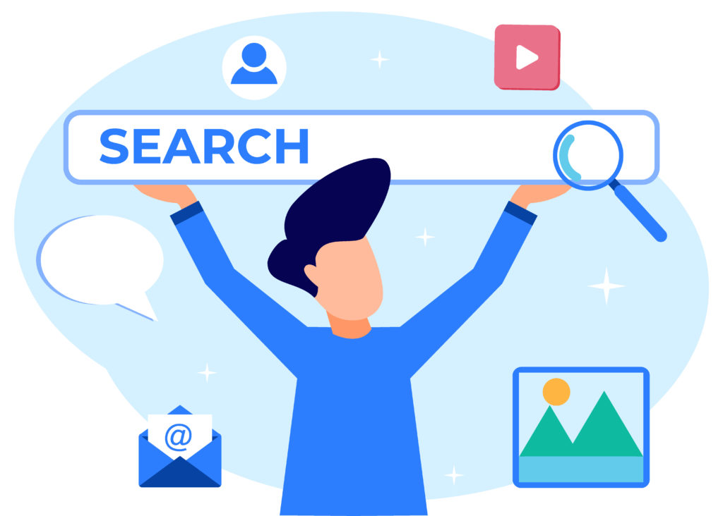 Illustration vector graphic cartoon character of business search for 2023 seo trends